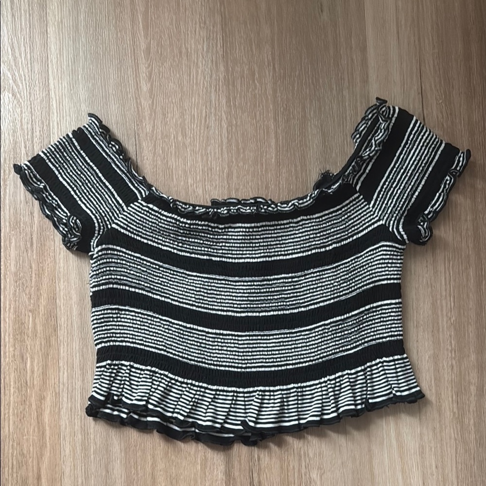 Sky and Sparrow Striped Cropped T-Shirt